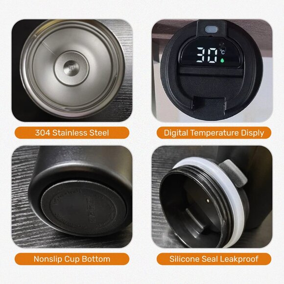 SUVIRA  Digital Smart Coffee Travel Mug, Stainless Steel - Picture 4 of 8